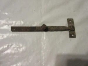 Antique Primitive Thumb Latch Door Handle BAR w/ Knob, Hand Forged - Foto 1 di 18