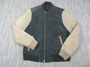 AllSaints Avon Bomber Jacket Men's Large 100% Leather Suede Varsity Style - Picture 1 of 13