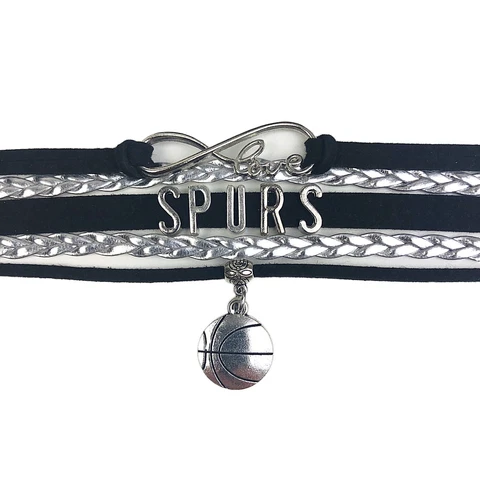 San Antonio Spurs Infinity Jewelry Bracelet Basketball Charm Faux Leather Cover