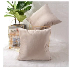 Mernette Pack of 2 Velvet Soft Square Throw Pillow Covers 26"x26" Warm Grey - Picture 1 of 3