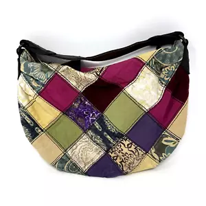 LUCKY BRAND Hippie Slouchy Satchel Shoulder Bag Hobo Patchwork Leather/Suede - Picture 1 of 17