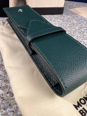 $235 MSRP - Montblanc NEW COLOR 131205 2-pen dark green pouch - Image 1 of 4