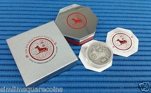 1994 Singapore $10 Lunar Dog Silver Piedfort Proof Coin with Box and Certificate - Picture 1 of 2