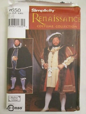 Simplicity 9650 Renaissance King Henry VIII Costume Pattern Coat Cape Hat SML UC - Image 1 of 2