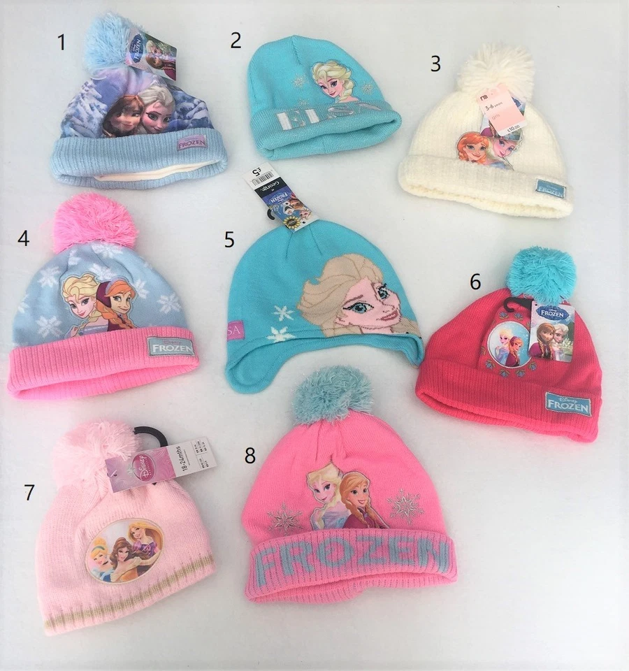 Girls Frozen Elsa Anna Princess Winter Crochet Hat Beanie *1-2-3-4-8-12 years* - Image 1 of 4