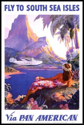 Pan American South Sea Travel Poster Canvas Print Fridge Magnet 6x8 Large - Image 1 of 2