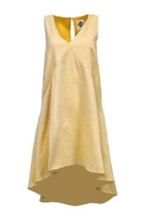 HoodLamb Women's Yellow Pocket A-Line Hemp Dress 420 NWT - Picture 1 of 2