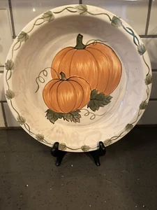 WILLIAMS SONOMA Fall Harvest Pumpkin Pie Plate Dish 10" Serving Tray - Picture 1 of 3