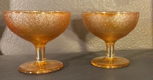 2 schöne Imperial Ringelblume Sherbet glasierte Gläser im irisierenden Crackle Design - Bild 1 von 11