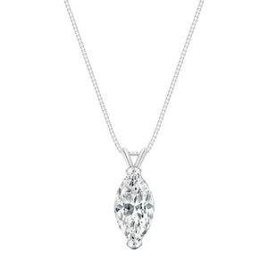 IGI F/VS 2.5 Ct Marquise Lab Created Grown Diamond Necklace Solid 14K White Gold - Picture 1 of 1