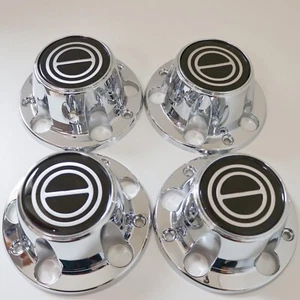 1980-1996 F150 Bronco Van Chrome Wheel Hub Center Caps Black Center 4 PCS - Picture 1 of 4