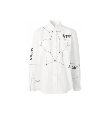 Camisa para mujer Burberry FW22 con estampado de constelación con botones manga larga blanca Foto 1 de 4