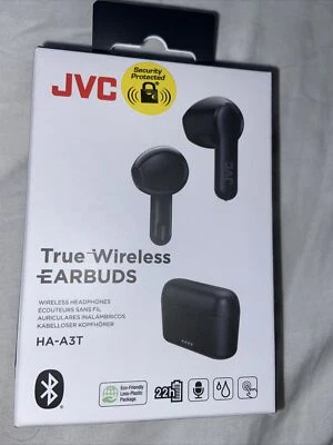 JVC HA-A3T True Wireless Black Bluetooth Water Resistance IPX4 Earbuds - NEW - Image 1 of 3