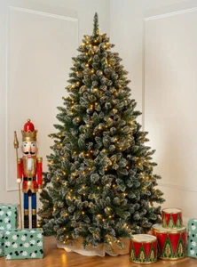 8ft Pre Lit Christmas Xmas Tree Bavarian Snow Tipped 1994 Tips 500 LED Lights - Picture 1 of 4