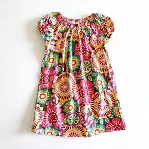 Hanna Andersson helles geblümtes Tunika langes Kleid Mod Mädchen Gr. 130 (US 8) braun - Bild 1 von 9