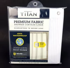 Titan Premium Fabric Shower Curtain Liner Never Leak 70x72" White Heavyweight - Picture 1 of 4
