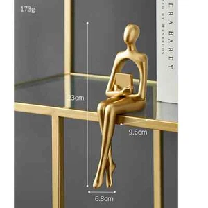 Escultura sentada abstracta dorada pensador sentado estatua resina arte recortado - Imagen 1 de 1