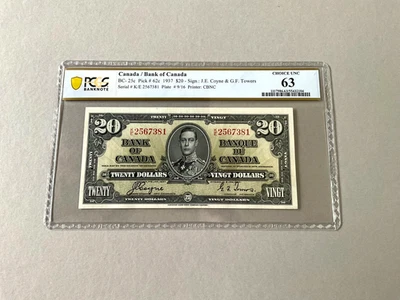 Canada 20 Dollars BC-25c 1937  PCGS 63 - Image 1 of 4