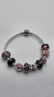 Pulsera Pandora Cuerda con 9 Dijes Europeos, Caja de Regalo y Paño de Limpieza  Foto 1 de 4