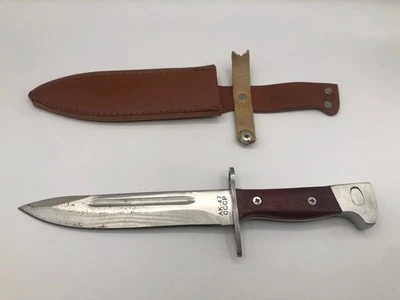 Vintage AK-47 USSR Russian Soviet CCCP Knife Wood Handle w Scabbard - Image 1 of 4