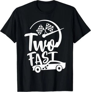 Two Fast Birthday Boy 2 Two Race Car 2nd Birthday Racing Car T-Shirt Hoodie - Picture 1 of 15