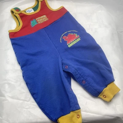 Vtg 90s Oshkosh Monster Colorblock Sweatshirt Overalls 12 Mo - Image 1 of 4