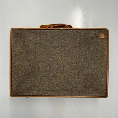 Vintage 80s Hartman Luggage Tweed Leather Hard Suitcase 29 x 20 x 9 Combo Lock - Image 1 of 4
