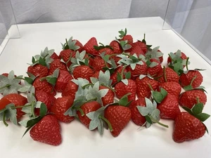 Red Plastic Artificial Strawberries 40p  Realistic Fake Lifelike Decor - Picture 1 of 3