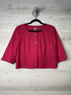 Blazer Ann Taylor Mujer 10P Rosa Texturizado Recortado Primavera Chaqueta Bolsillos Forrado Foto 1 de 4