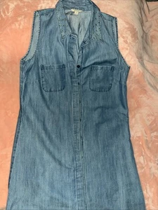 Sonoma Women Sleeveless Denim Shirt Dress Size Small Shift Blue Collared - Picture 1 of 8