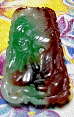 Hand Carved Jade Serpent Pendant Small High Relief - Image 1 of 4