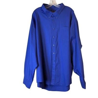 Camisa de vestir Lands End para hombre grande 5XL azul real con botones manga larga Foto 1 de 4