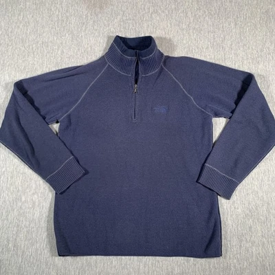 Suéter The North Face Para Hombre Grande Azul Cuarto Cremallera Tejido Mezcla Lana Pullover Foto 1 de 4