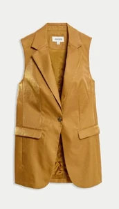 Jaeger Cotton Rich Shimmer Longline Waistcoat Size 10 BNWT £135. Bang on Trend. - Picture 1 of 7