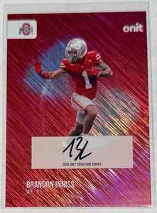 Brandon Inniss 2025 Onit Athlete Red Shimmer Auto Ohio State Buckeyes Football - Picture 1 of 2