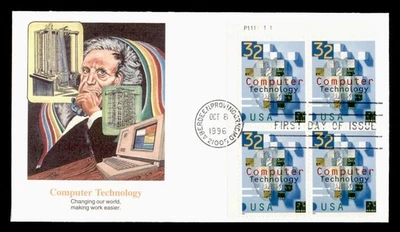 DR WHO 1996 FDC COMPUTER TECHNOLOGY PLATE BLOCK FLEETWOOD w14626 - Image 1 of 2