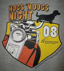 2008 Hoosier Park Hogs N Dogs Night T-Shirt Gildan Large Motorrad - Bild 1 von 5