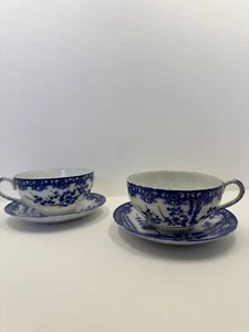 Vintage Nippon Cherry Blossom Eggshell Cup And Saucers. Marked - Picture 1 of 5