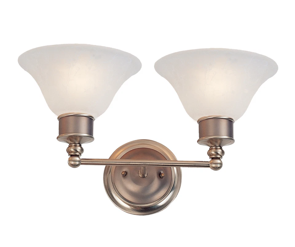Burnished Nickel And Chocolate 2 Light Bath Wall Pearl Veined White Glass $195 - Image 1 of 1