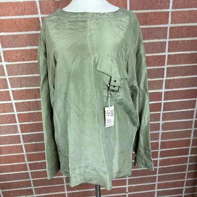 Blusa Camisa Top De Seda De Colección Diane Gulman Verde Salvia Hebilla Para Mujer Talla Pequeña S Foto 1 de 4