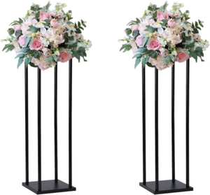 2 Pcs 24 Inches Matte Black Wedding Flower Stand Metal Iron Display Rack Floor V - Picture 1 of 8
