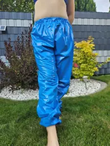 PVC jogging rain pants rubber pants Azure Blue - Picture 1 of 2