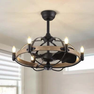 27'' Farmhouse Ceiling Fan With Light , Fandelier with Remote, Chandelier fan - Picture 1 of 32
