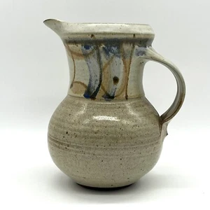 Studio Art Keramik handgefertigte Krug Vase Becher 7"" hoch signiert blau natürlich hellbraun EUC - Bild 1 von 7
