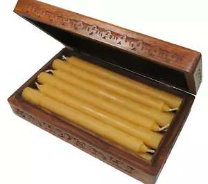100% Beeswax Candles Tapers - 8 Inch Tall, (Set of 12), Wood Box - Picture 1 of 10