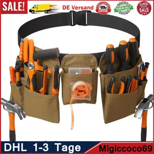 Werkzeuggürtel Gürteltasche Handwerkergürtel Leder Hammerhalter Werkzeughalter - Bild 1 von 12