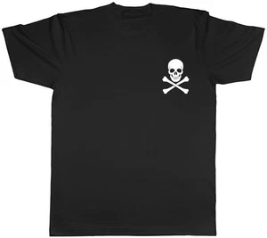 Skull and Crossbones Pocket Design Gothic Unisex Mens Womens T-Shirt Tee - Picture 1 of 7