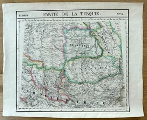 Original antique map Vandermaelen 1827 Europe Turkiye Romania Serbia Montenegro - Picture 1 of 4