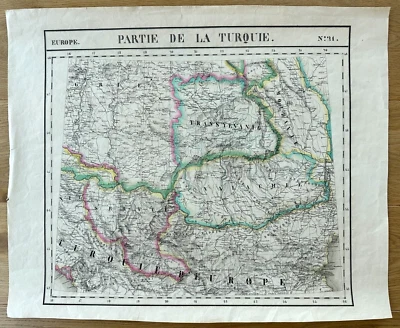 Original antique map Vandermaelen 1827 Europe Turkiye Romania Serbia Montenegro - Image 1 of 4