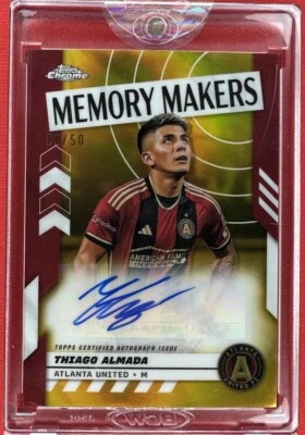 2024 Topps Chrome MLS Mania Thiago Almada /50 Gold Atlanta Memory Makers Auto - Image 1 of 2